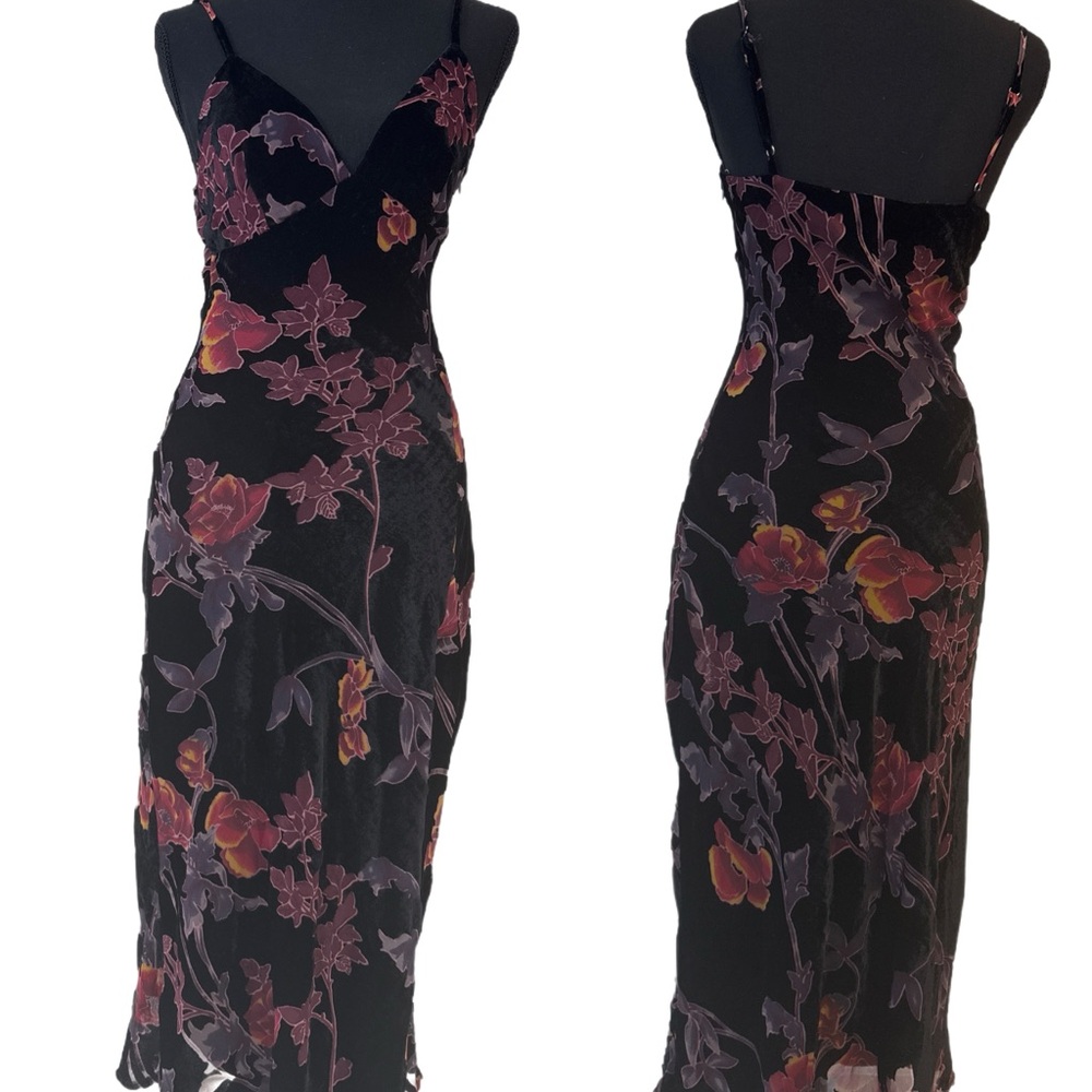 Lulu's Black and Purple Floral Midi Dress